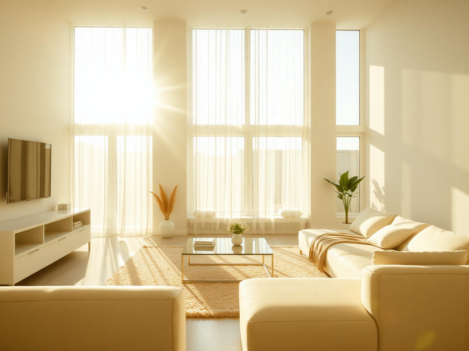 Sunlit, immaculately clean living room